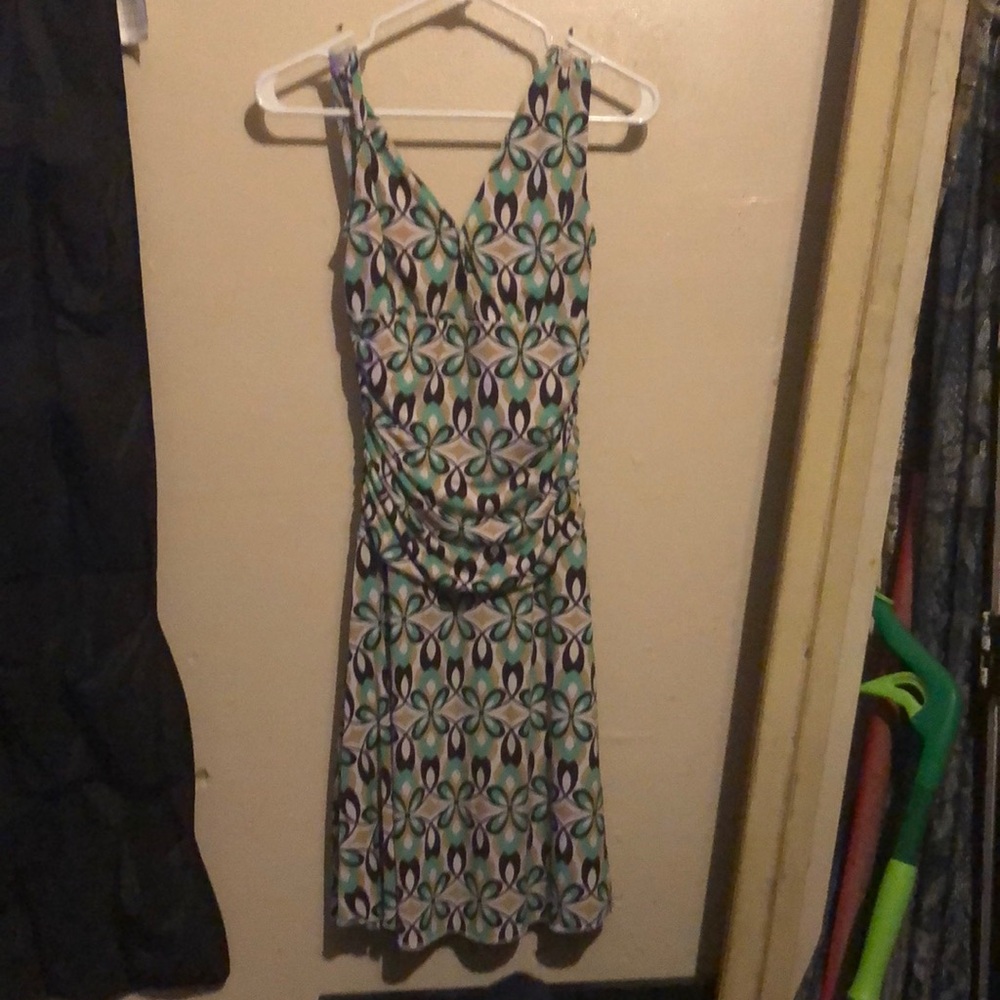 Retro print green and black dress